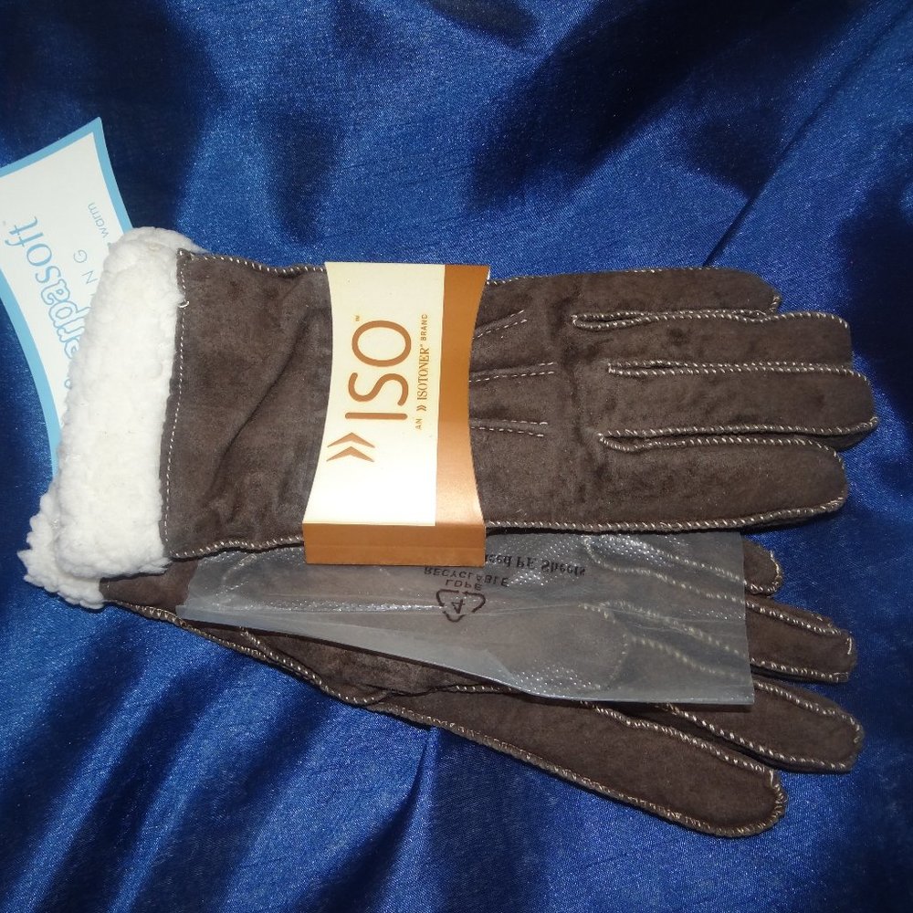 ISO Brown Suede/Sherpa Lined Gloves - (Brand New)
